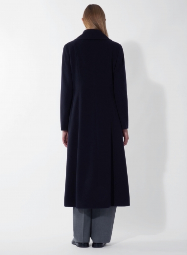 Maxi double breasted blue pure wool frock coat