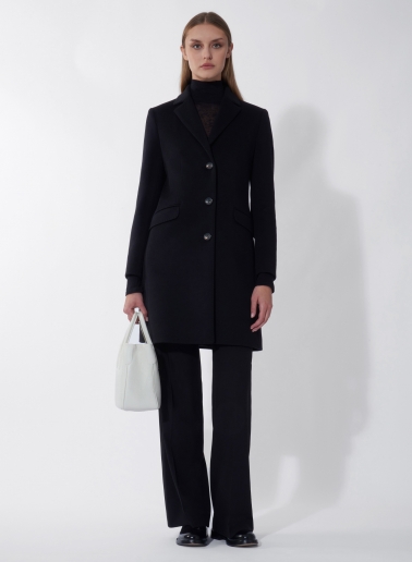 Black pure wool coat with masculine cut