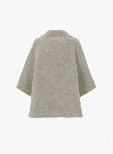 Beige double breasted cape in bouclé effect fabric