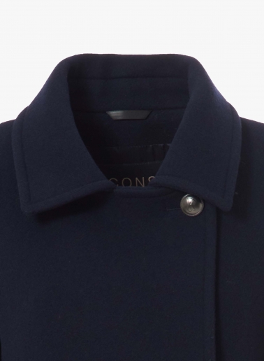 Blue wool and cashmere peacoat with metal buttons with logo