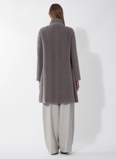 Flared dark taupe wool and alpaca coat