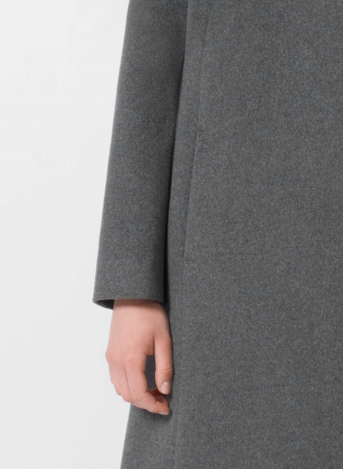 Flared grey pure cashmere coat
