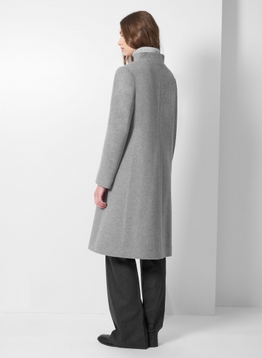 Light grey wool and cashmere coat with high stand up collar