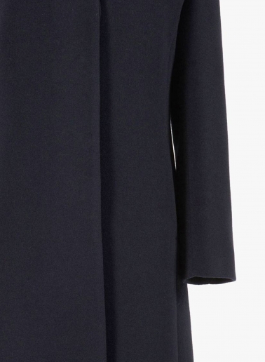 Blue pure cashmere coat with high stand up collar