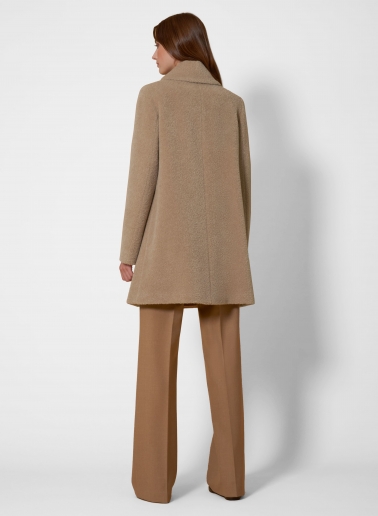 Ausgestellter Kurzmantel mit Überschlag-Kragen aus Wolle und Alpaka in dunkel Beige