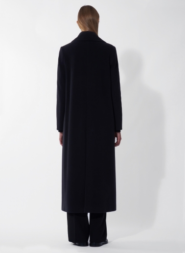 Maxi 6 buttons double breasted black wool and cashmere coat