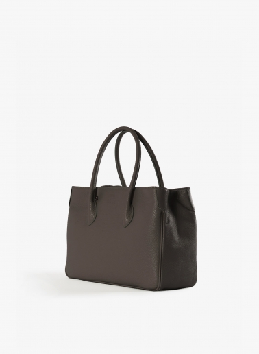 Brown genuine leather tote bag