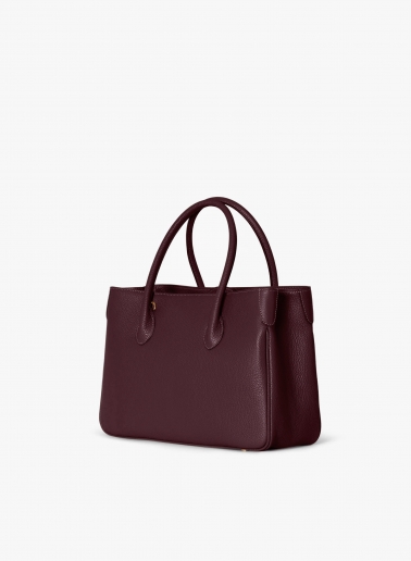 Burgundy genuine leather tote bag