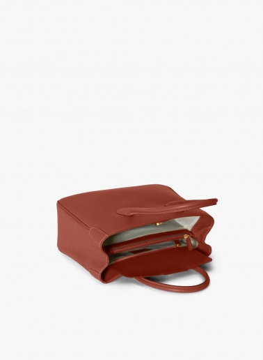 Terracotta genuine leather tote bag