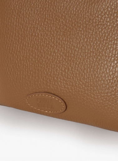 Tobacco color genuine leather crossbody bag with three compartments