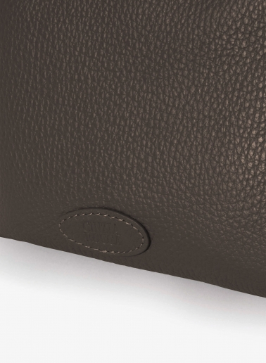 Brown genuine leather crossbody bag with three compartments