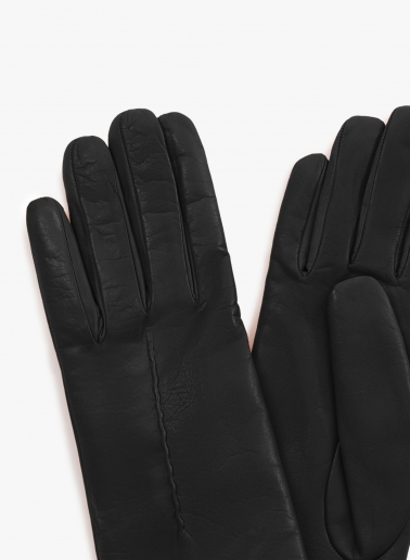 Handschuhe aus Nappaleder mit Naht auf dem Rücken in Schwarz