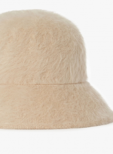 Beige wool cloche hat with fur effect