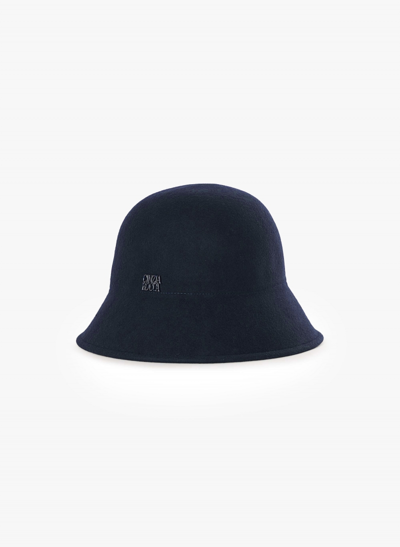 Blue wool cloche hat
