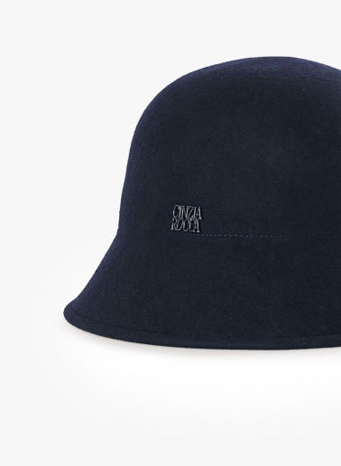 Blue wool cloche hat