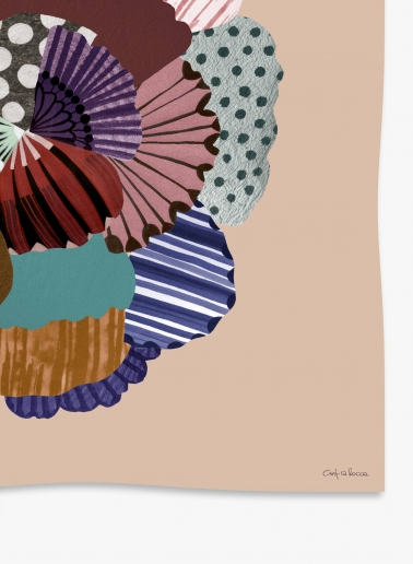Maxi beige wool and silk scarf with stylised flower