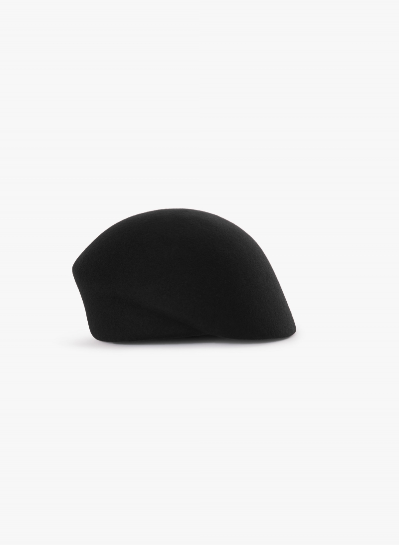 Black asymmetrical wool beret