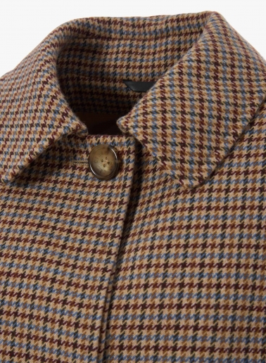 Pure wool micro houndstooth coat with shirt collar