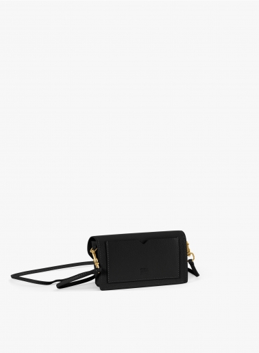 Handytasche aus Leder in Schwarz