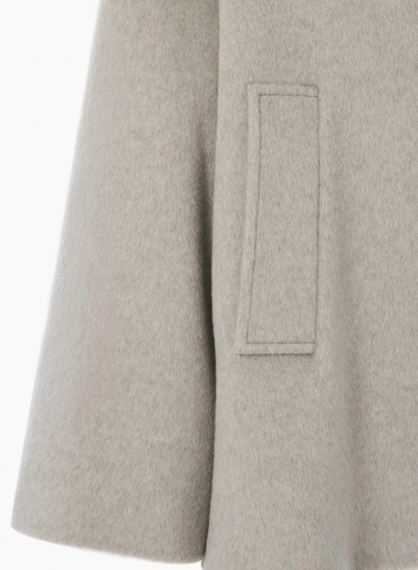 Ausgestellter Kurzmantel mit Stehkragen aus Wolle in Beige