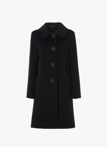 Black pure wool coat with shirt collar