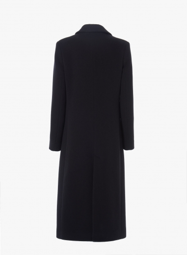 Maxi black wool coat with masculine cut