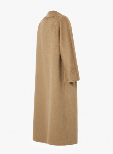 Maxi camel coat in alpaca and wool