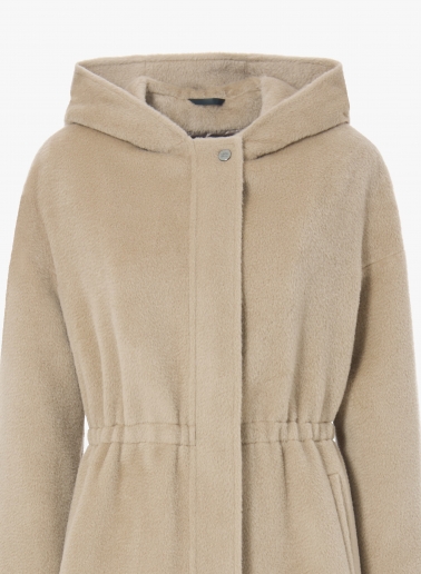Beige alpaca and wool parka