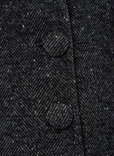 Long single breasted black frock coat with lurex micro pattern