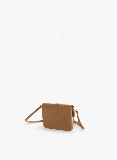 Tobacco colour genuine leather mini shoulder bag
