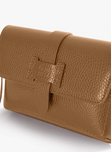 Tobacco colour genuine leather mini shoulder bag