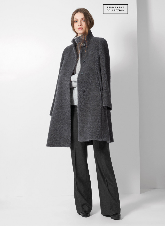 Wool and Suri alpaca grey torn bouclé coat - Cinzia Rocca