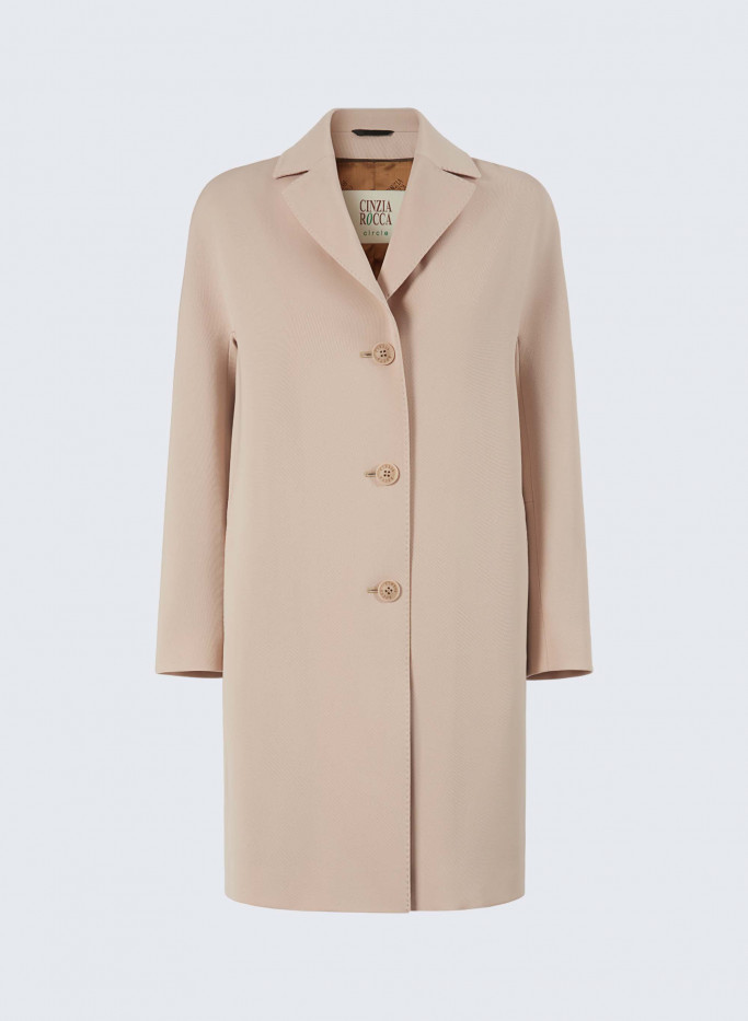 Blush pink color coat with notch collar in RWS certified sustainable w