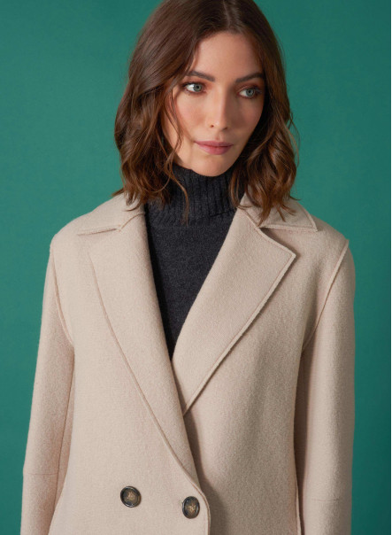 Belted coat in boiled wool