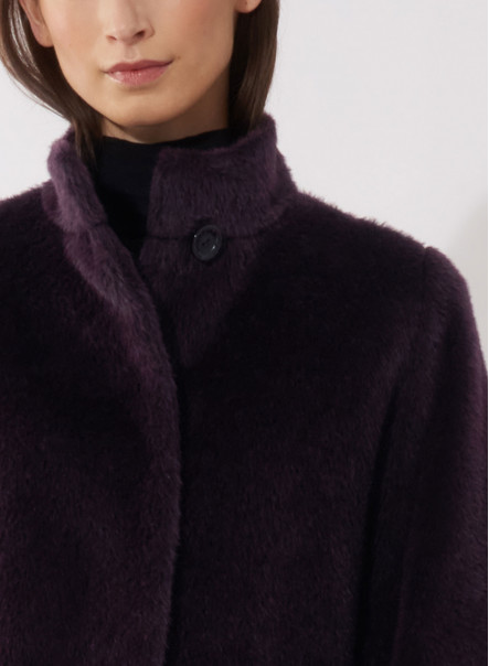 Purple alpaca and wool cape with patch pockets