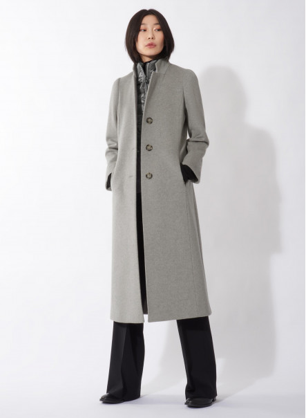 Long wool camel coat with detachable nylon bib | Cinzia Rocca