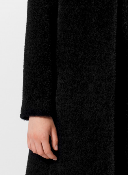 Mantel mit A-Linie aus Alpaka und Wolle in Schwarz