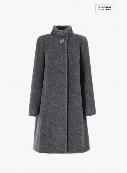 Mantel mit A-Linie aus Alpaka und Wolle in Grau