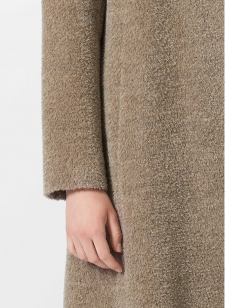 Flared taupe wool and alpaca coat