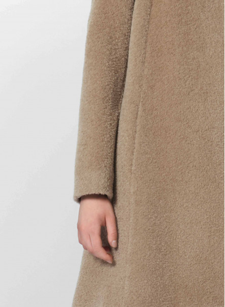 Mantel mit A-Linie aus Alpaka und Wolle in light Camel