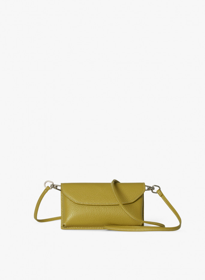 Small Tri-color Saffiano Leather Smartphone Crossbody Bag In Yellow