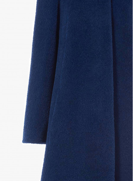 Flared cornflower blue wool and alpaca coat