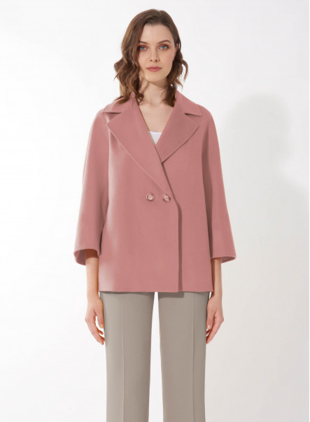 Zweireihige Jacke rosa aus Cashmere und Wolle