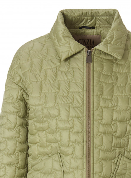 Padded green jacket with shirt collar