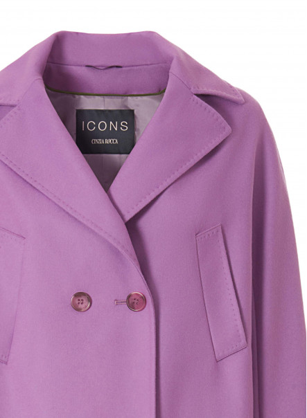 Short lilac color wool jacket with notch collar