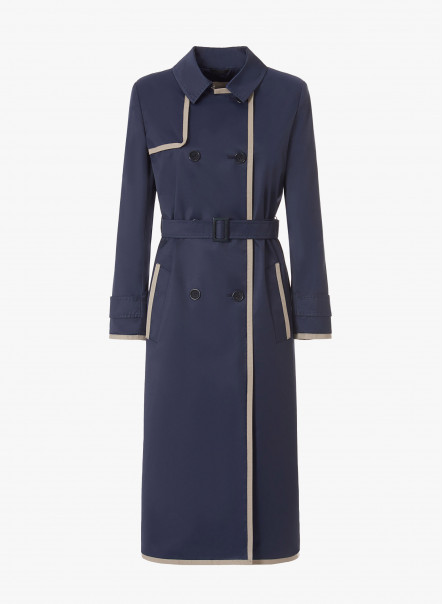 Maxi blue polycotton trench coat