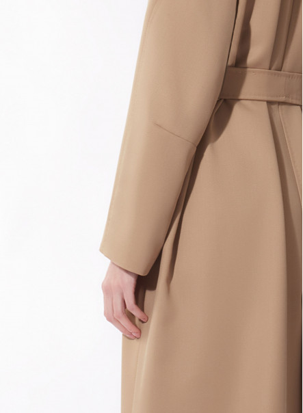 Hemdkragenmantel beige aus Wolle