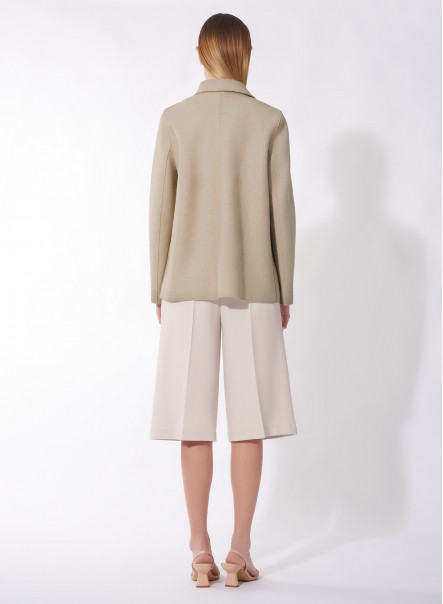 Beige boiled wool jacket with shirt collar