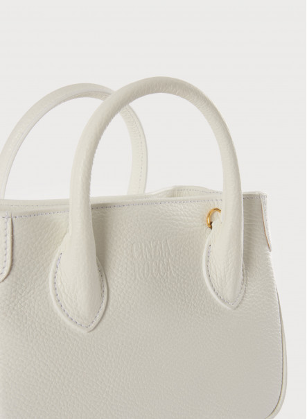 Mini white Tote bag in genuine leather