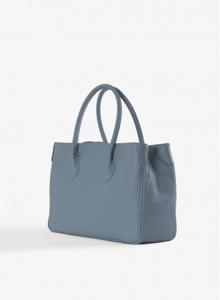 Sky blue Tote bag in genuine leather